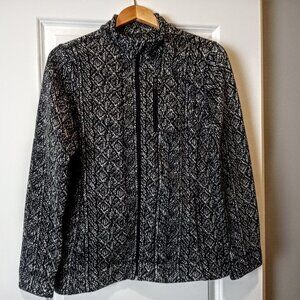 Marc NY Andrew Marc Black Print Knit LS Cardigan